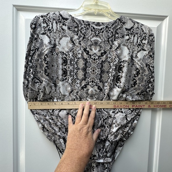 INC Dress Size XL Snake Skin Stretchy Beaded Short Sleeve Belted Elastic Waist - Picture 13 of 13